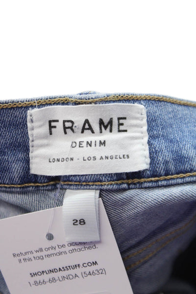 Frame Women Skinny Jeans Blue Cotton Blend Size 28