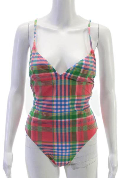 J Crew Womens One Piece Swimwear Multicolor Plaid Polyamide Size 6