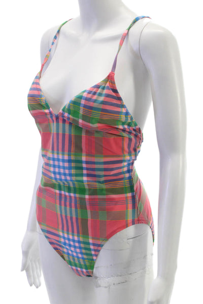 J Crew Womens One Piece Swimwear Multicolor Plaid Polyamide Size 6