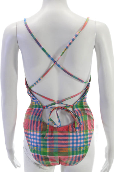 J Crew Womens One Piece Swimwear Multicolor Plaid Polyamide Size 6