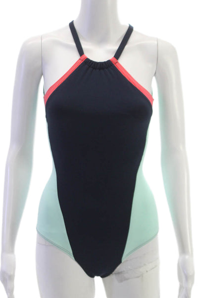 Flagpole Womens One Piece Swimsuit Blue Colorblock Size XS