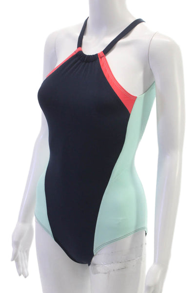 Flagpole Womens One Piece Swimsuit Blue Colorblock Size XS