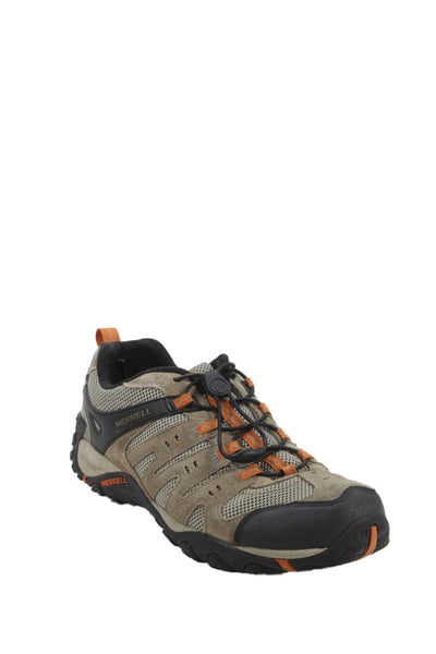 Merrell Mens Drawstring Lace Up Hiking Sneakers Brown Orange Size 12