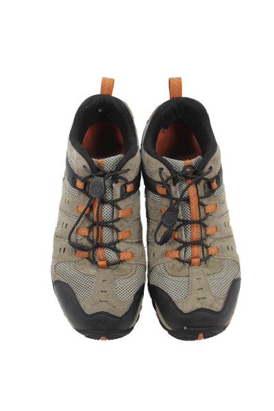 Merrell Mens Drawstring Lace Up Hiking Sneakers Brown Orange Size 12