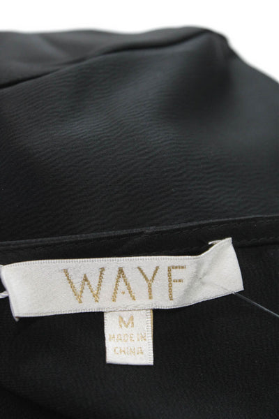 Wayf Womens Kimono Blouse Black V-Neck Long Sleeve Tie Size M