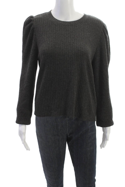 Splendid Womens Pullover Sweater Gray Acrylic Crew Neck Long Sleeve Size L