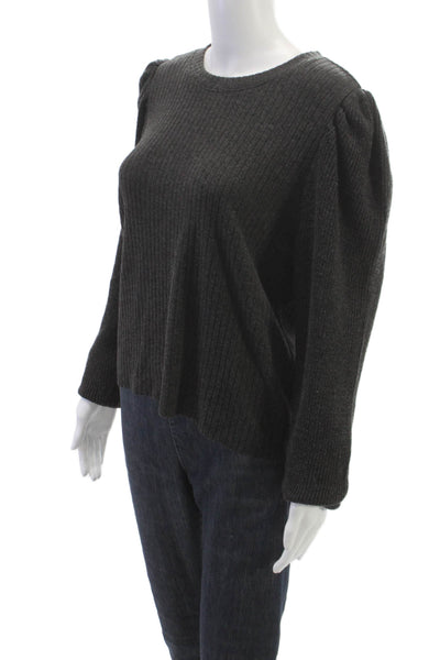 Splendid Womens Pullover Sweater Gray Acrylic Crew Neck Long Sleeve Size L