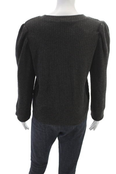Splendid Womens Pullover Sweater Gray Acrylic Crew Neck Long Sleeve Size L