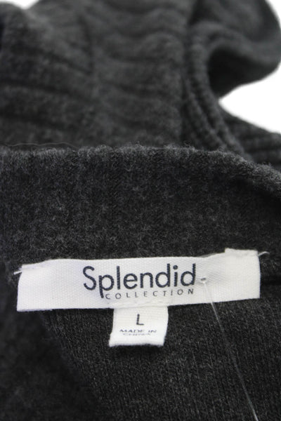 Splendid Womens Pullover Sweater Gray Acrylic Crew Neck Long Sleeve Size L