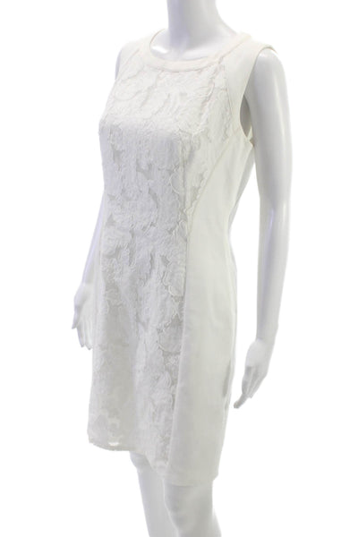 Boss Hugo Boss Womens Sheath Dress Ivory Cotton Sleeveless Round Neck Size 8