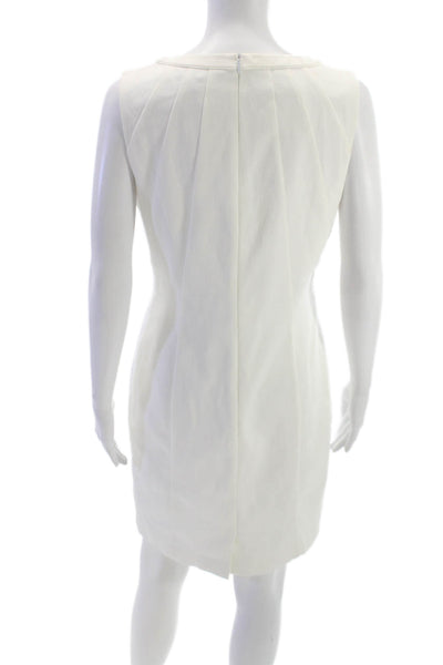 Boss Hugo Boss Womens Sheath Dress Ivory Cotton Sleeveless Round Neck Size 8