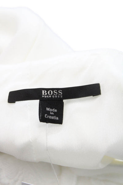 Boss Hugo Boss Womens Sheath Dress Ivory Cotton Sleeveless Round Neck Size 8