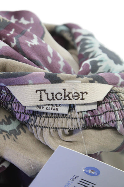 Tucker Womens Beige Silk Blend Shirt Dress 3/4 Sleeve Round Neck Size PP