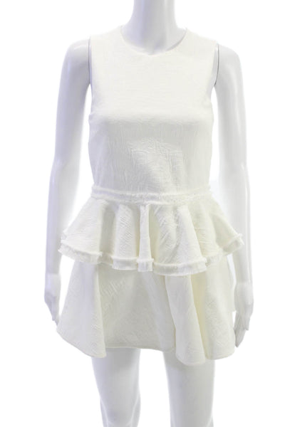 Prose & Poetry Womens Mini Dress White Sleeveless Round Neck Zip Size XS