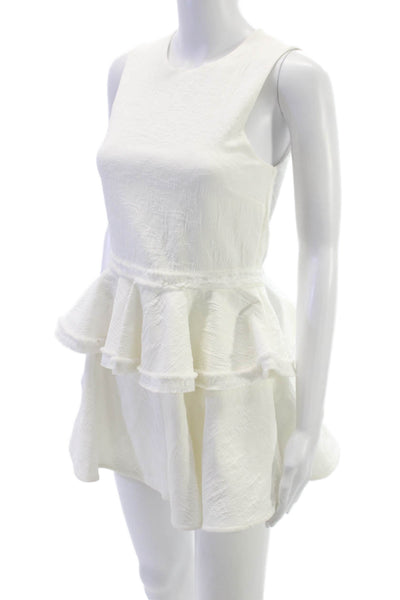 Prose & Poetry Womens Mini Dress White Sleeveless Round Neck Zip Size XS