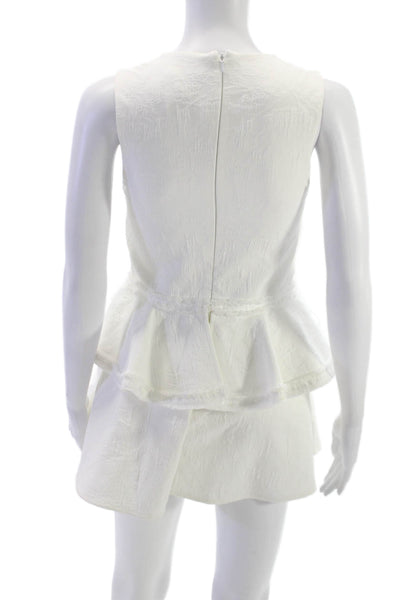 Prose & Poetry Womens Mini Dress White Sleeveless Round Neck Zip Size XS