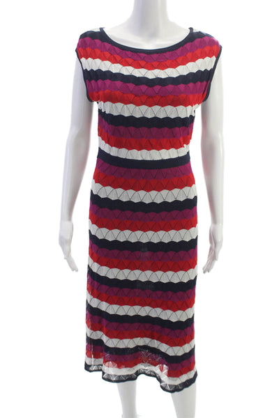 Boden Women Sheath Dress Multicolor Chevron Boat Neck Sleeveless Size 6