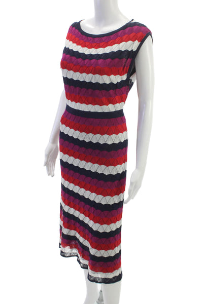 Boden Women Sheath Dress Multicolor Chevron Boat Neck Sleeveless Size 6