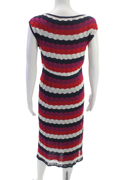 Boden Women Sheath Dress Multicolor Chevron Boat Neck Sleeveless Size 6