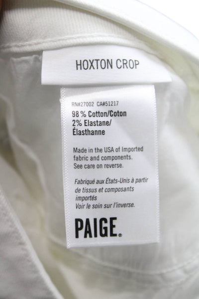 Paige Women Cropped Jeans White Cotton Blend Mid Rise Size 31