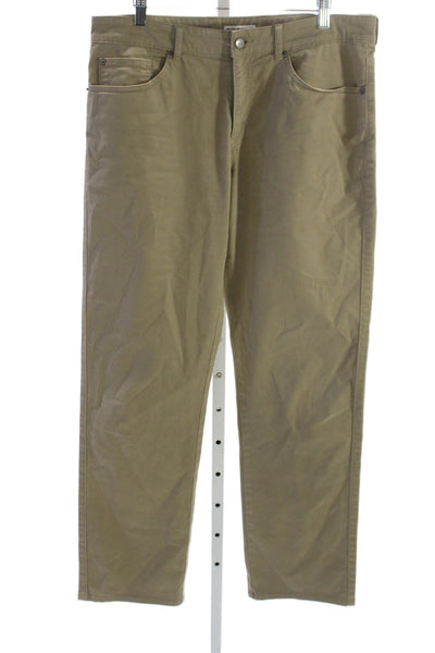 Peter Millar Mens Chino Pants Green Cotton Button Inseam 30 Size 34