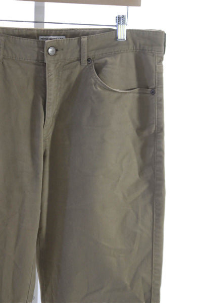 Peter Millar Mens Chino Pants Green Cotton Button Inseam 30 Size 34