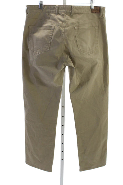 Peter Millar Mens Chino Pants Green Cotton Button Inseam 30 Size 34