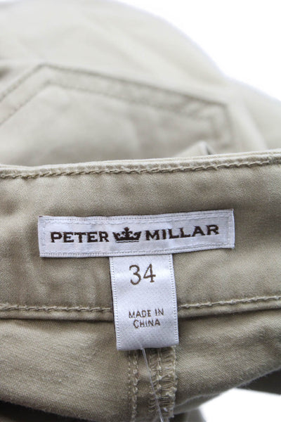 Peter Millar Mens Chino Pants Green Cotton Button Inseam 30 Size 34