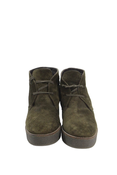 Aquatalia Womens Suede Platform Wedge Boots Green Size 7.5