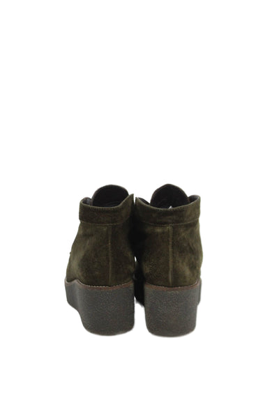 Aquatalia Womens Suede Platform Wedge Boots Green Size 7.5