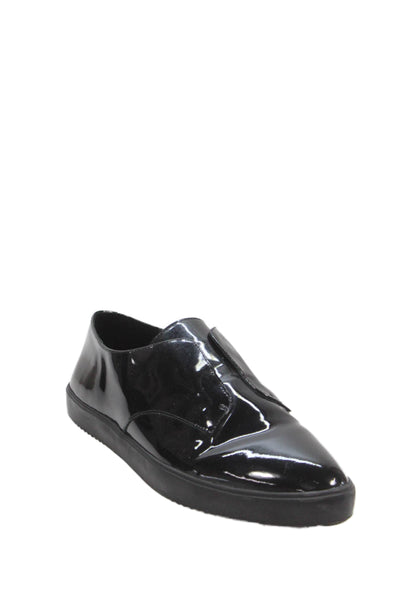Lafayette 148 New York Women's Patent Leather Slip-On Loafers Shoes Black Size 1