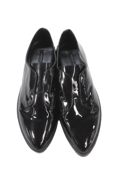 Lafayette 148 New York Women's Patent Leather Slip-On Loafers Shoes Black Size 1