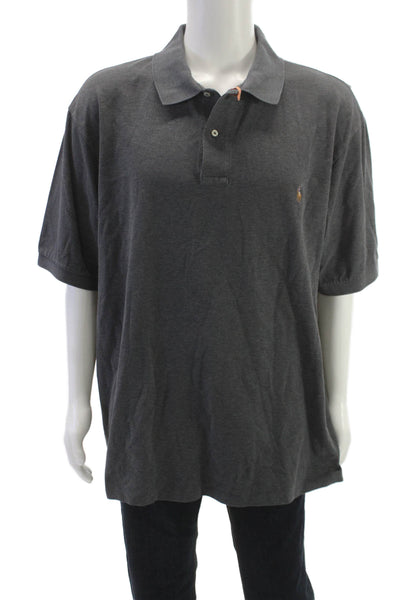 Polo Ralph Lauren Mens Polo Shirt Gray Cotton Collared Short Sleeve Size 2XL