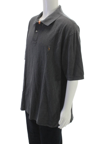 Polo Ralph Lauren Mens Polo Shirt Gray Cotton Collared Short Sleeve Size 2XL