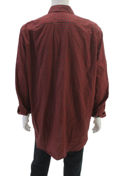 Polo Ralph Lauren Mens Plaid Long Sleeve Button-Up Shirt Red Size LT