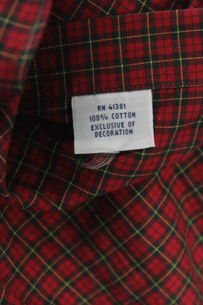 Polo Ralph Lauren Mens Plaid Long Sleeve Button-Up Shirt Red Size LT