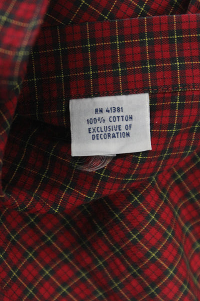 Polo Ralph Lauren Mens Plaid Long Sleeve Button-Up Shirt Red Size LT