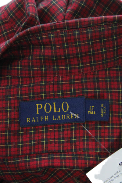 Polo Ralph Lauren Mens Plaid Long Sleeve Button-Up Shirt Red Size LT