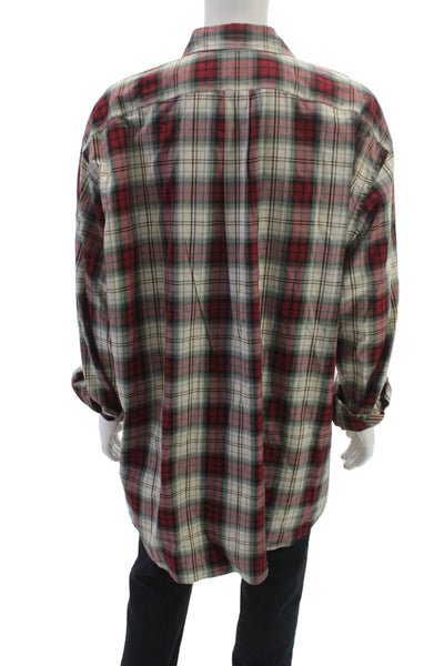 Ralph Lauren Mens Plaid Collared Long Sleeve Cotton Button-Up Shirt Size 2XLT
