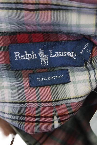 Ralph Lauren Mens Plaid Collared Long Sleeve Cotton Button-Up Shirt Size 2XLT