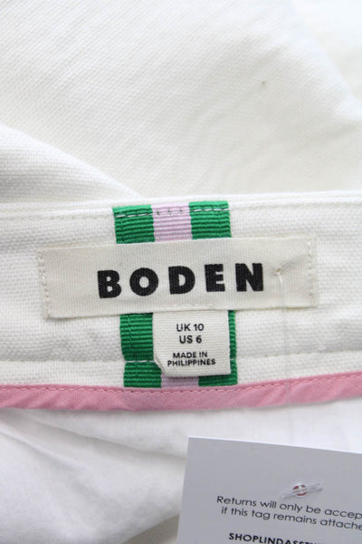 Boden Womens Pleated Cotton Long Skirt White Zip Size 6