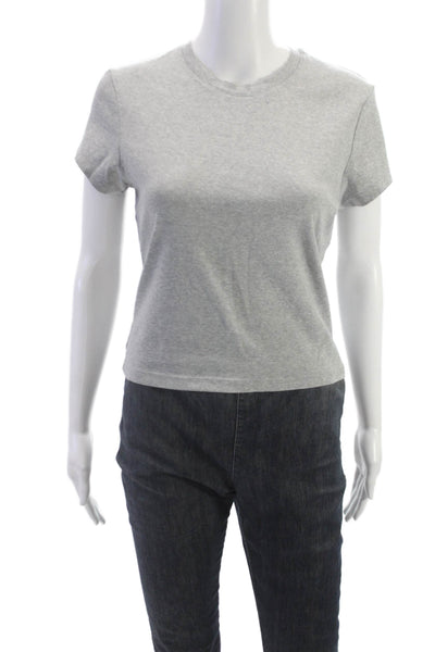 Uniqlo Women Basic Cotton Crew Neck Short Sleeve T-Shirt Gray Size L