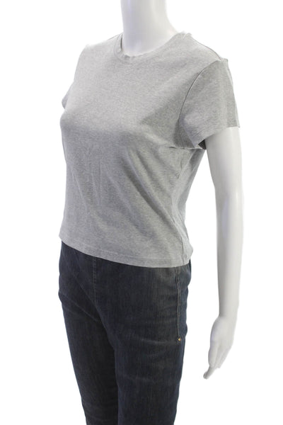 Uniqlo Women Basic Cotton Crew Neck Short Sleeve T-Shirt Gray Size L