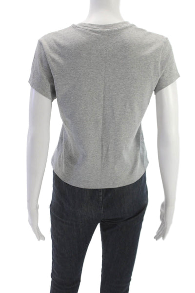 Uniqlo Women Basic Cotton Crew Neck Short Sleeve T-Shirt Gray Size L
