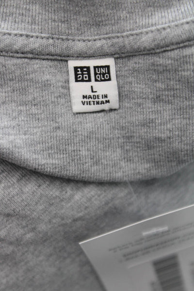 Uniqlo Women Basic Cotton Crew Neck Short Sleeve T-Shirt Gray Size L
