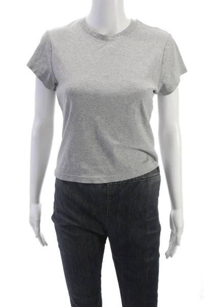 Uniqlo Women Basic Cotton Crew Neck Short Sleeve T-Shirt Gray Size L