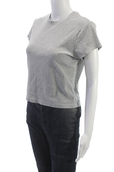 Uniqlo Women Basic Cotton Crew Neck Short Sleeve T-Shirt Gray Size L