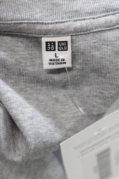 Uniqlo Women Basic Cotton Crew Neck Short Sleeve T-Shirt Gray Size L
