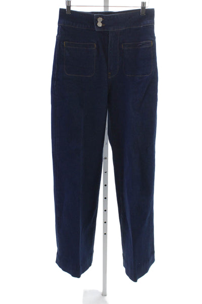 Frame Womens Straight Jeans Blue High Rise Cotton Blend Size 27