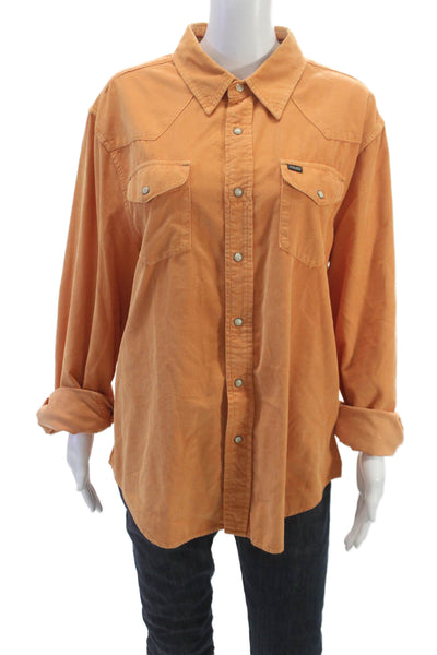 True Grit Mens Western Corduroy Snap Button-Up Long Sleeve Orange Size L